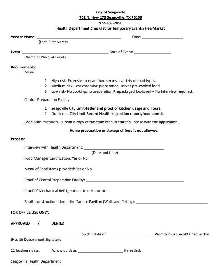 Checklist for Health Department English