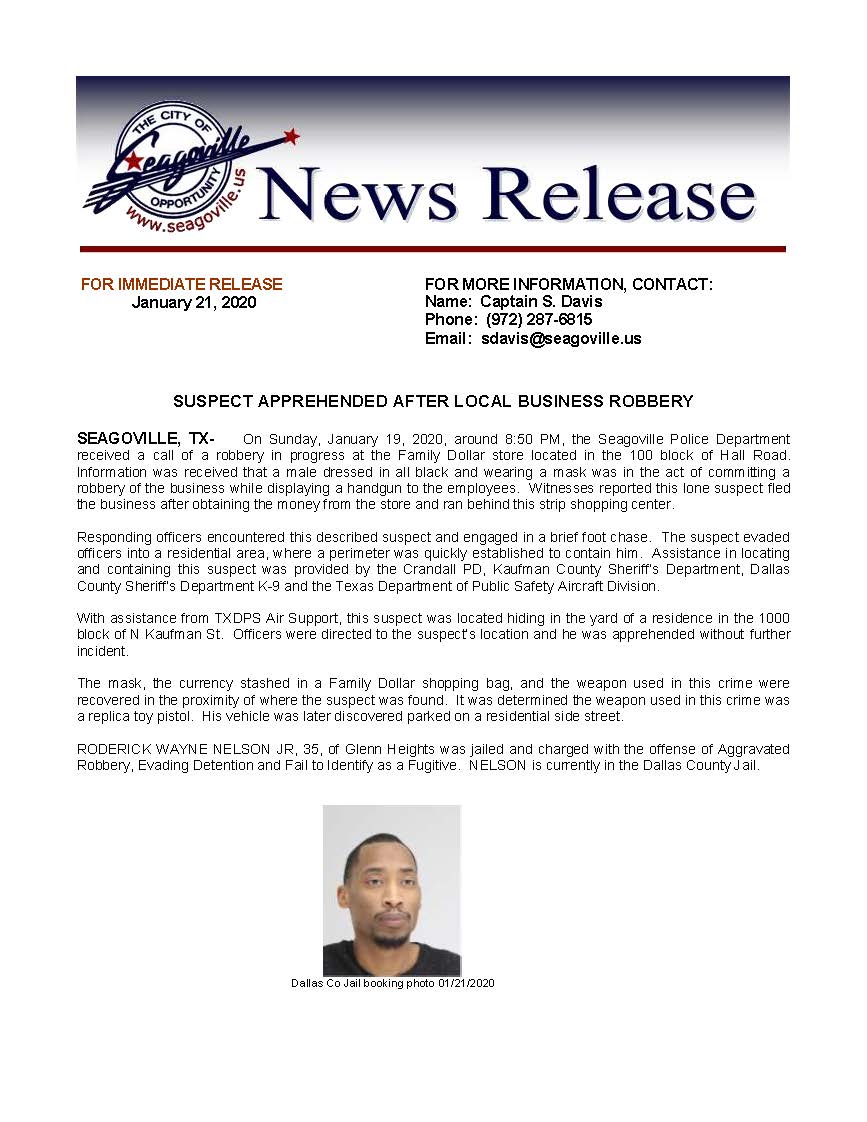 Press Release Robbery 01-2020