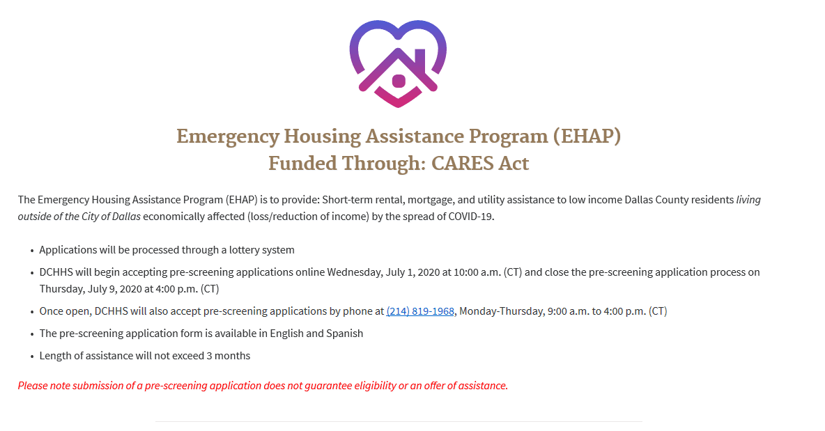 Emergency Housing Funds 2020