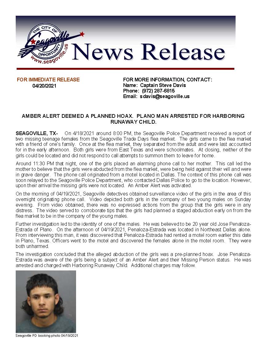 News Release.21-4-20 Amber Alert